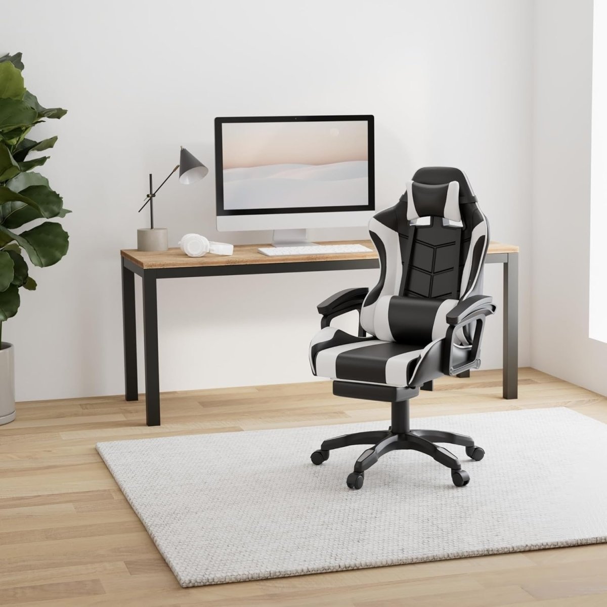 Ergonomic Gaming Chair Recliner w/ Footrest Swivel Office Seat - Kwikley