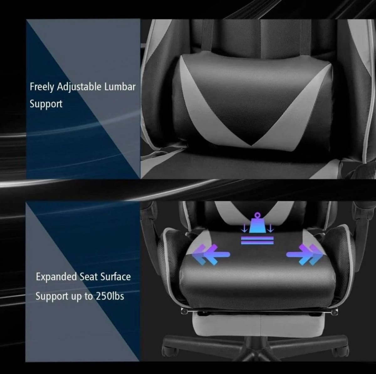 Ergonomic Gaming Chair Recliner w/ Footrest Swivel Office Seat - Kwikley