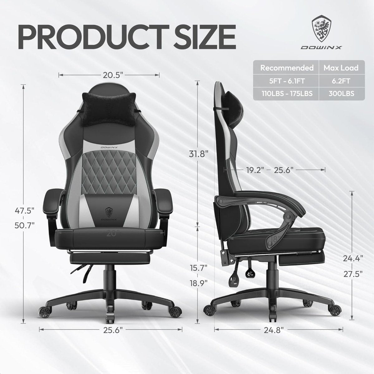 Ergonomic Gaming Chair Recliner w/ Fotrest Massage 90–145° - Kwikley