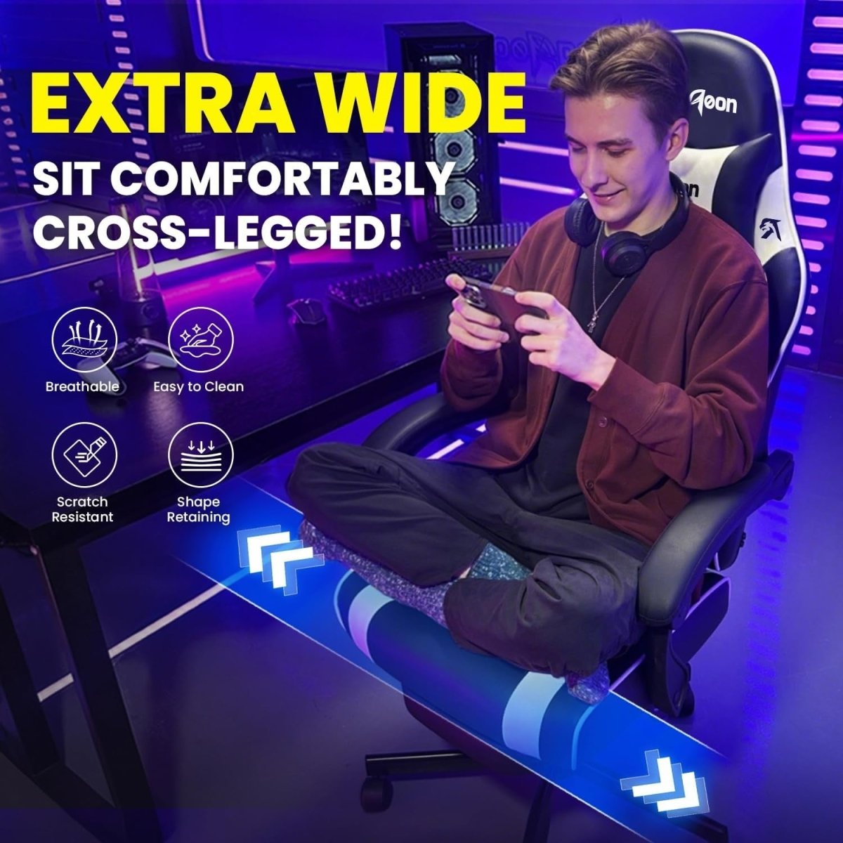 Ergonomic Gaming Chair Recliner with Footrest Lumbar Support White - Kwikley