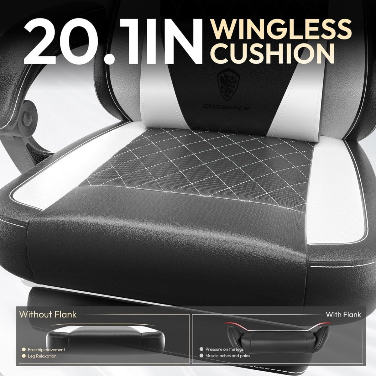 Ergonomic Gaming Chair w/ Footrest Massage Recline Black White - Kwikley