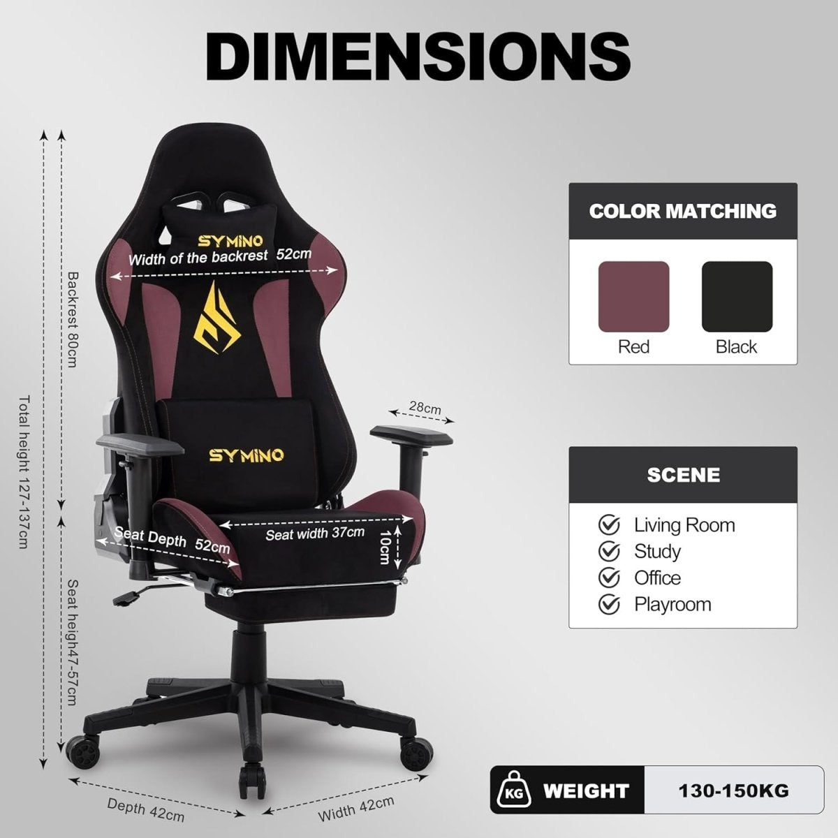 Ergonomic Gaming Chair with Footrest & Lumbar Support – Adjustable PC Seat - Kwikley