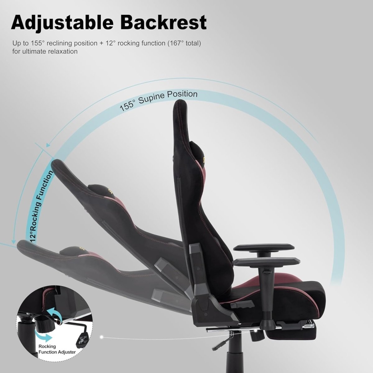 Ergonomic Gaming Chair with Footrest & Lumbar Support – Adjustable PC Seat - Kwikley