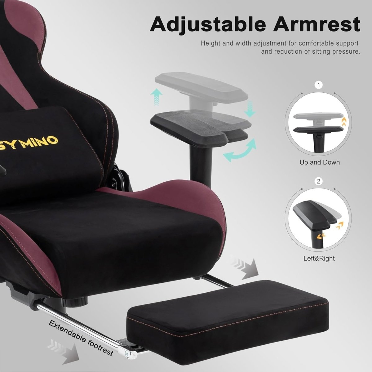 Ergonomic Gaming Chair with Footrest & Lumbar Support – Adjustable PC Seat - Kwikley