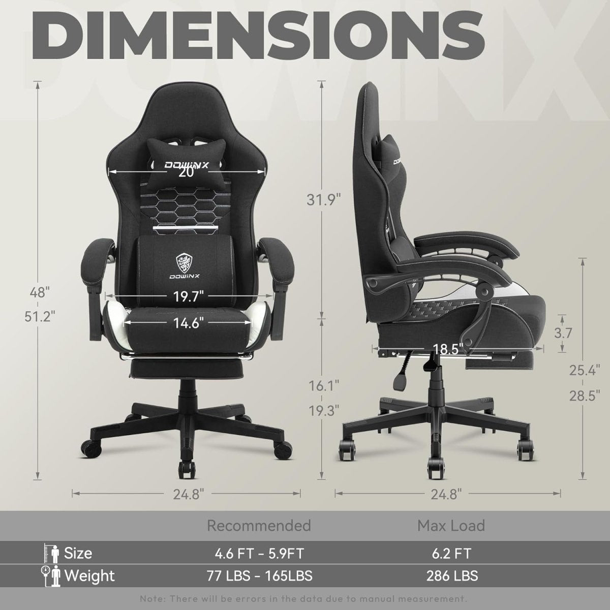 Ergonomic Gaming Chair with Footrest Massage 150kg Black White - Kwikley