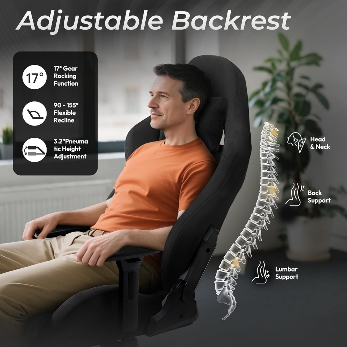 Ergonomic Gaming Chair with Footrest Microfibre Velour Black - Kwikley