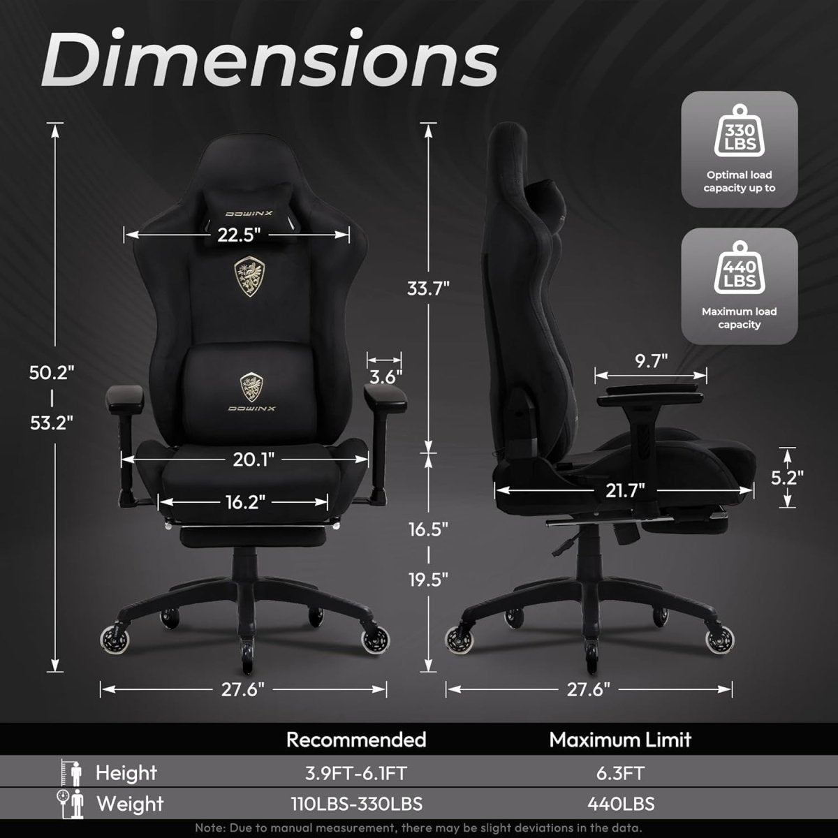 Ergonomic Gaming Chair with Footrest Microfibre Velour Black - Kwikley