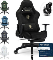 Ergonomic Gaming Chair with Footrest Microfibre Velour Black - Kwikley
