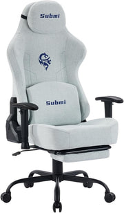 Ergonomic Light Grey Gaming Chair High Back Recliner with Footrest - Kwikley