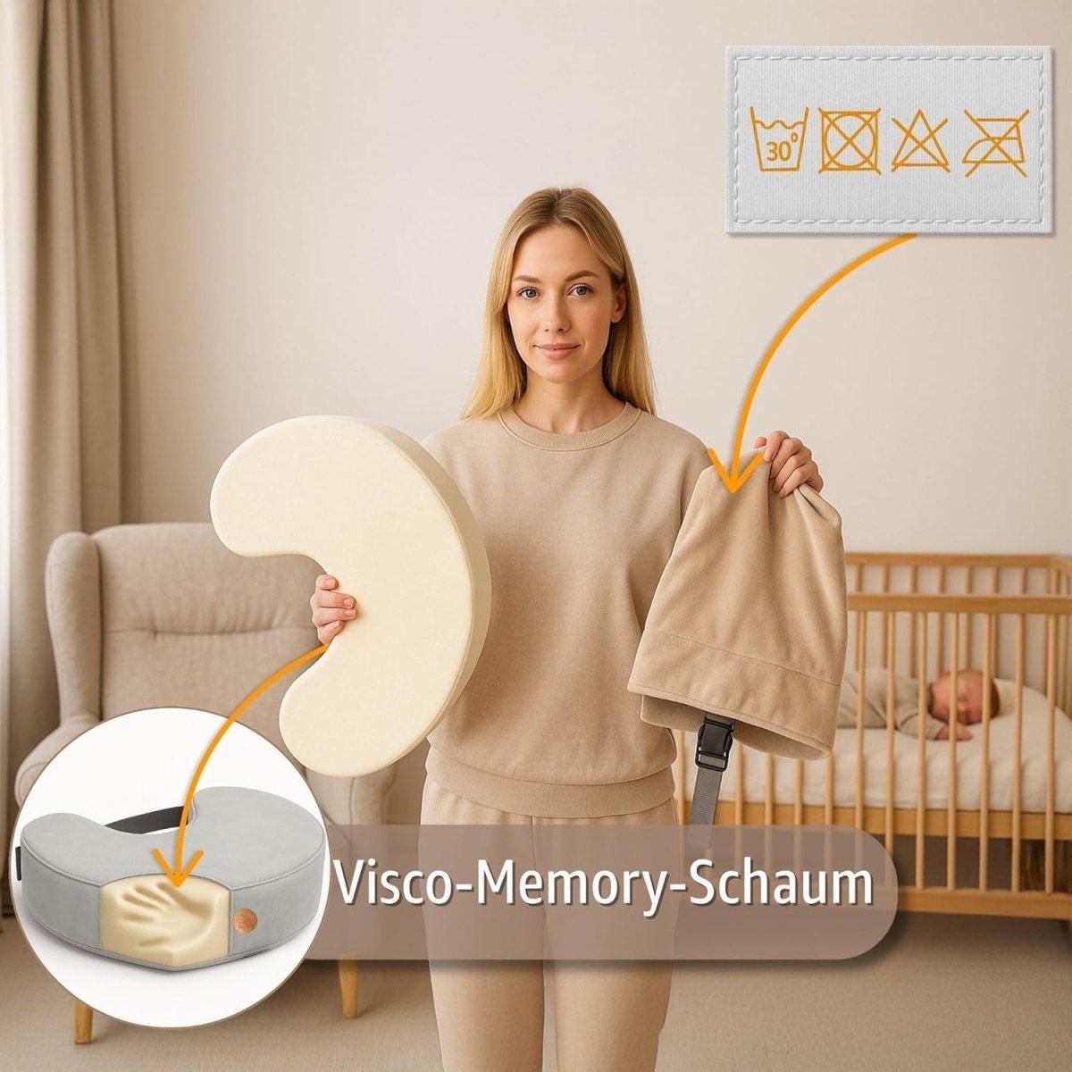 Ergonomic Memory Foam Nursing Pillow Breastfeeding Support Cushion - Kwikley