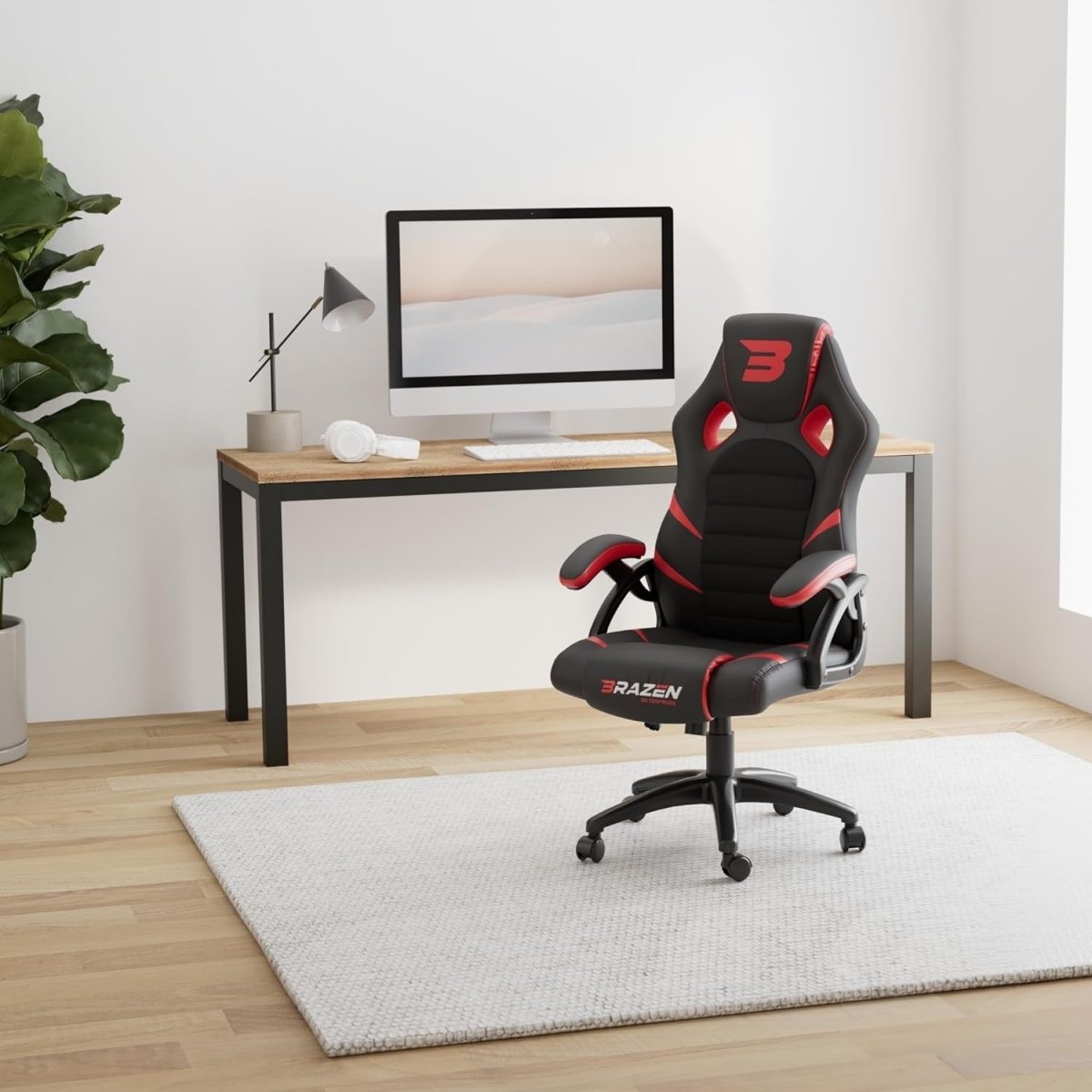 Ergonomic PC Gaming Chair Adult Office Computer Seat Black Red - Kwikley