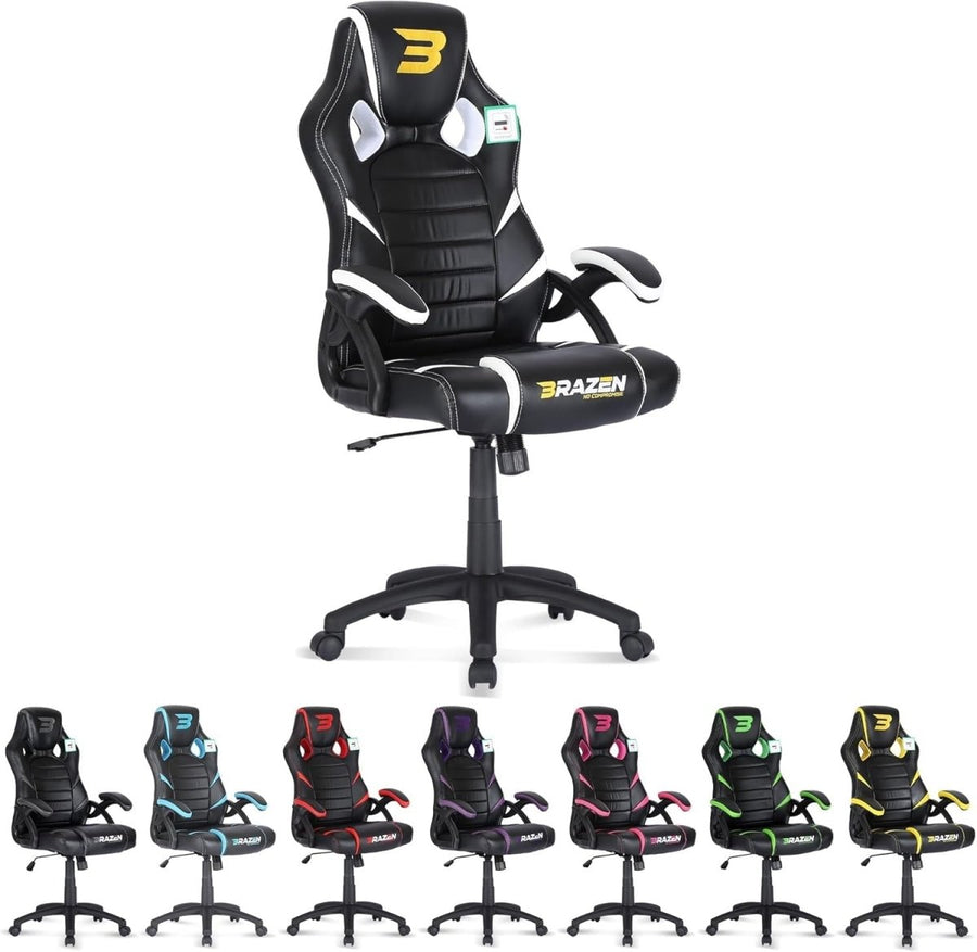 Ergonomic PC Gaming Chair Adult Office Computer Seat Black White - Kwikley