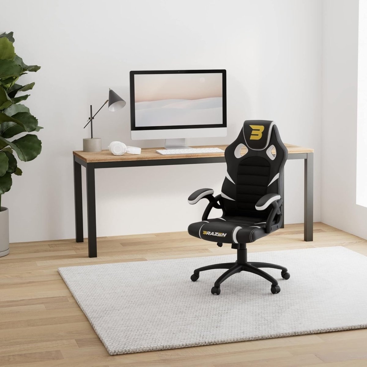 Ergonomic PC Gaming Chair Adult Office Computer Seat Black White - Kwikley