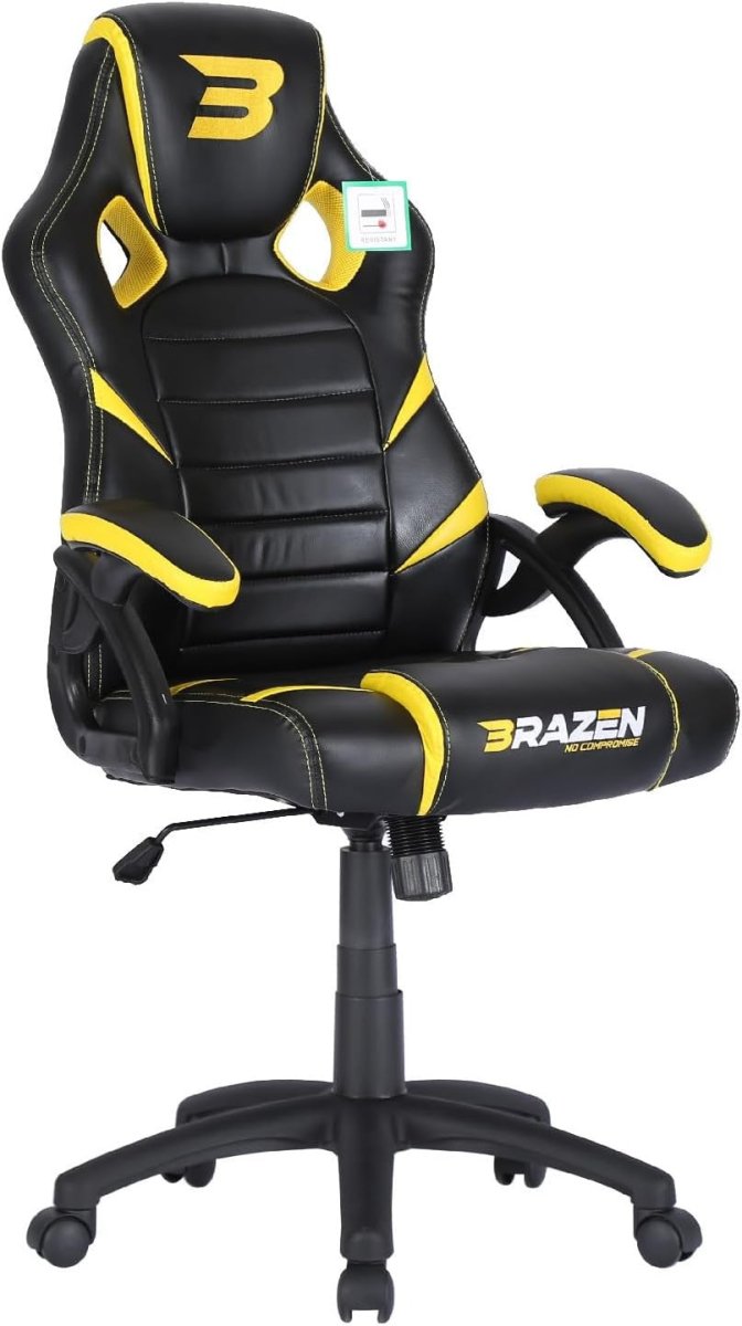 Ergonomic PC Gaming Chair Adult Office Computer Seat Black Yellow - Kwikley