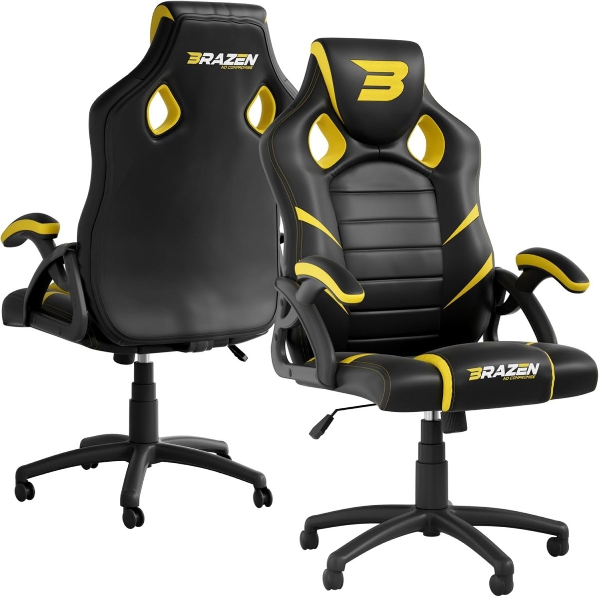 Ergonomic PC Gaming Chair Adult Office Computer Seat Black Yellow - Kwikley