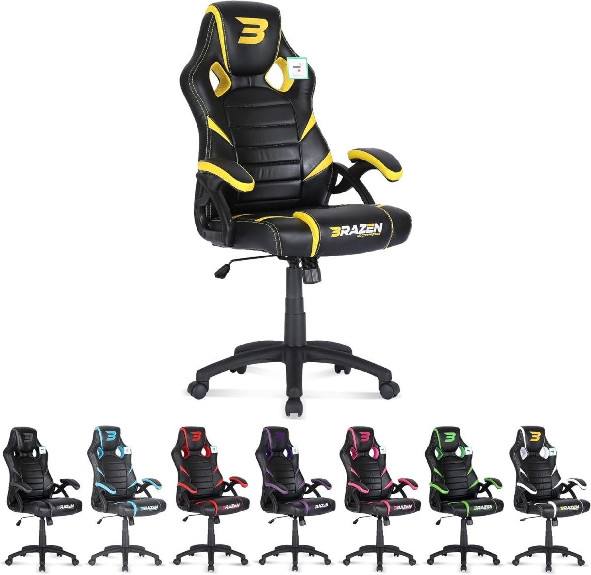 Ergonomic PC Gaming Chair Adult Office Computer Seat Black Yellow - Kwikley