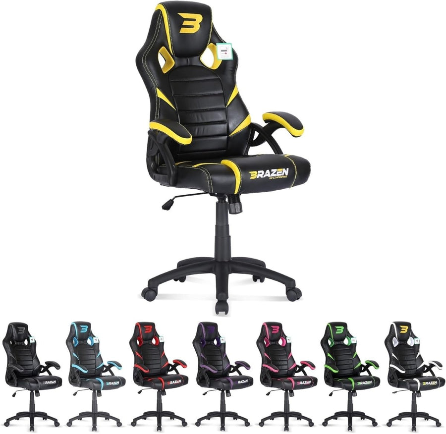 Ergonomic PC Gaming Chair Adult Office Computer Seat Black Yellow - Kwikley