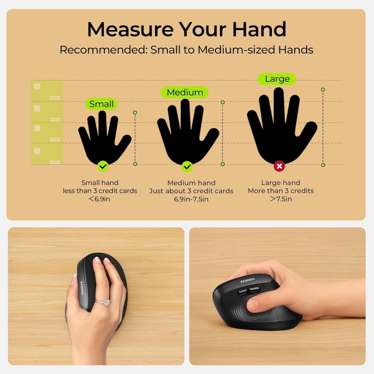 Ergonomic Vertical Mouse Bluetooth & 2.4G Wireless 2400 DPI - Kwikley