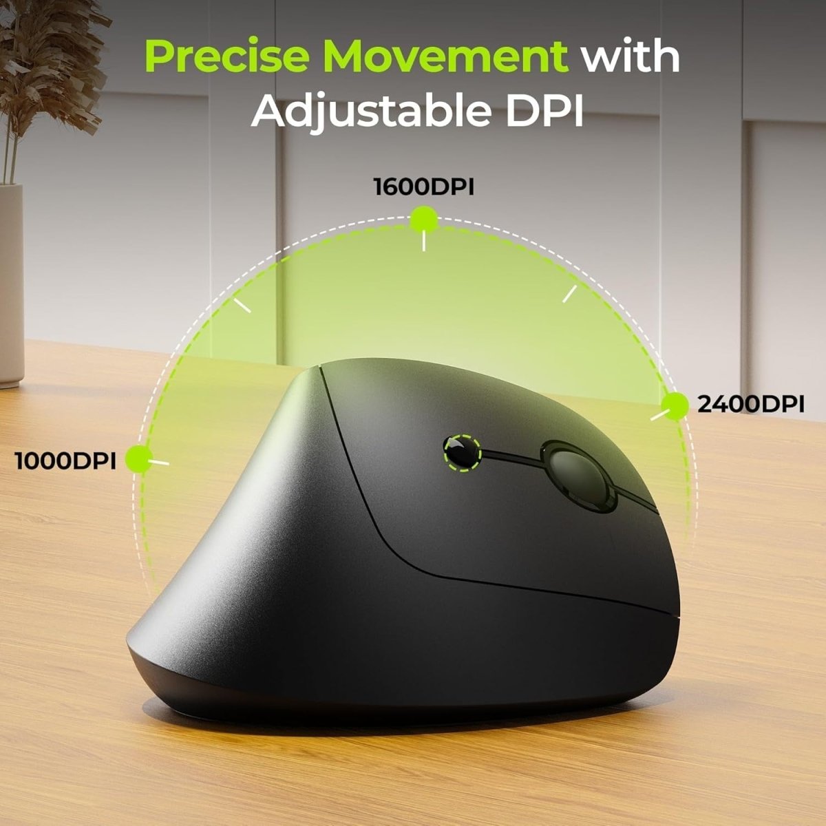 Ergonomic Vertical Mouse Bluetooth & 2.4G Wireless 2400 DPI - Kwikley