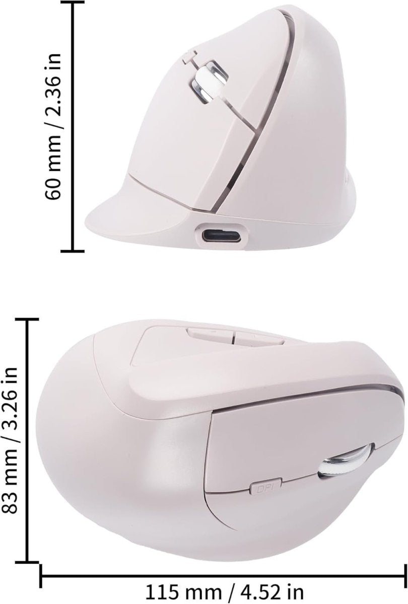 Ergonomic Vertical Wireless Mouse Bluetooth Silent Rechargeable 7 Button - Kwikley