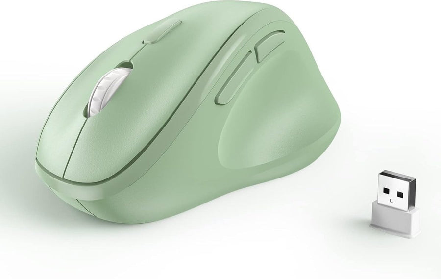 Ergonomic Vertical Wireless Mouse Silent 1600 DPI USB Green - Kwikley
