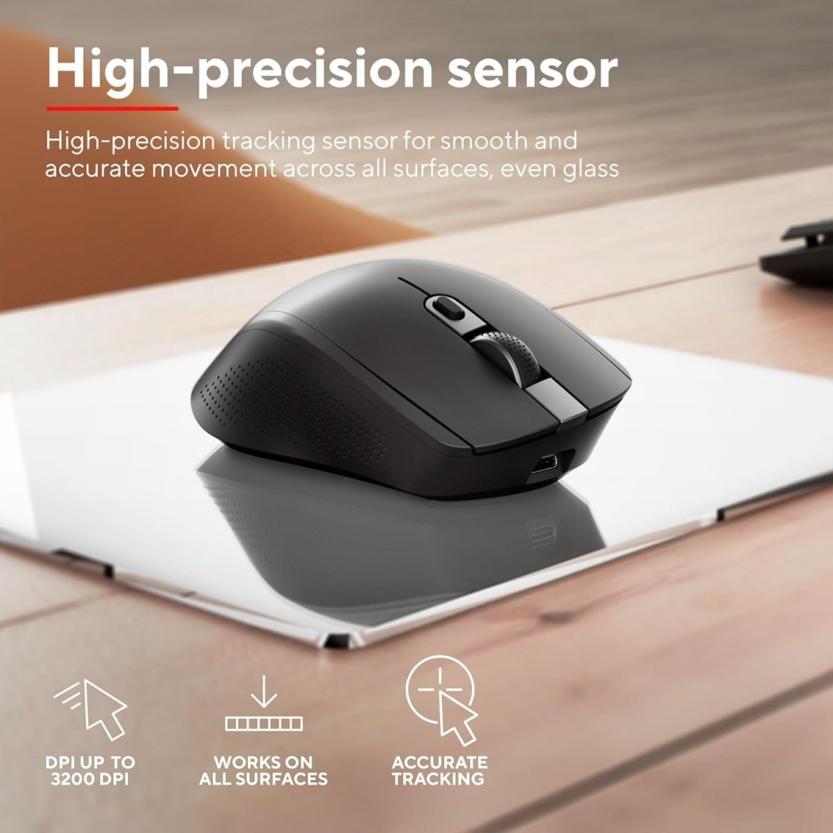 Ergonomic Wireless Bluetooth Mouse Silent Rechargeable 3 Device - Kwikley