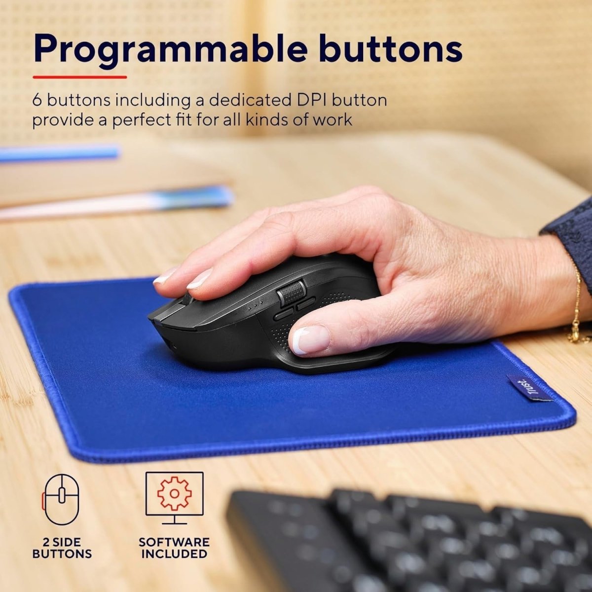 Ergonomic Wireless Bluetooth Mouse Silent Rechargeable 3 Device - Kwikley