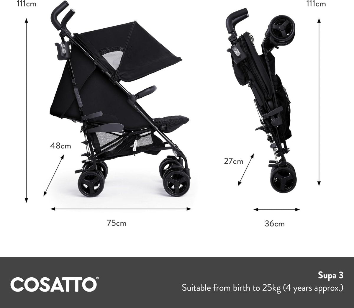 Everyday Umbrella Pushchair Birth–25kg, All - Weather Footmuff, Easy Fold - Kwikley