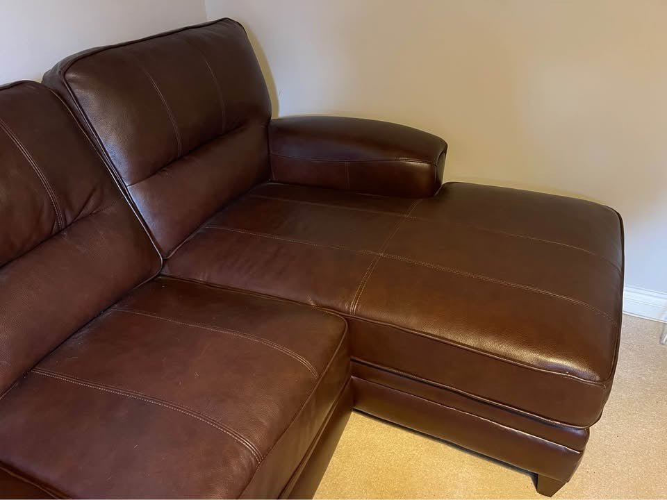 Excellent Brown Leather Corner Sofa L - Shape Sofa (PTP) - Kwikley