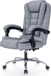 Executive Office Chair High Back Fabric Recliner Grey - Kwikley