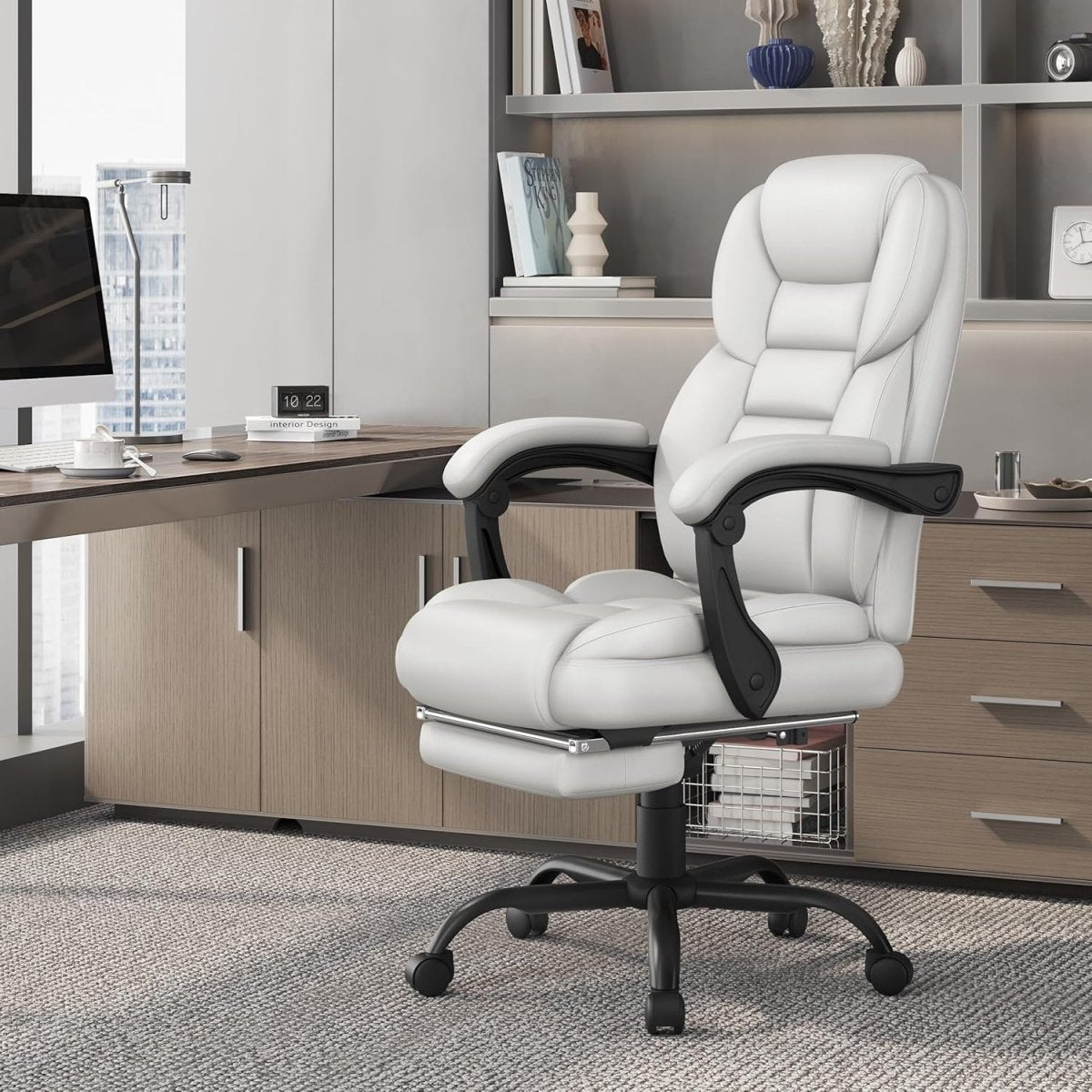 Executive Office Chair High Back w/ Footrest Lumbar Support - Kwikley