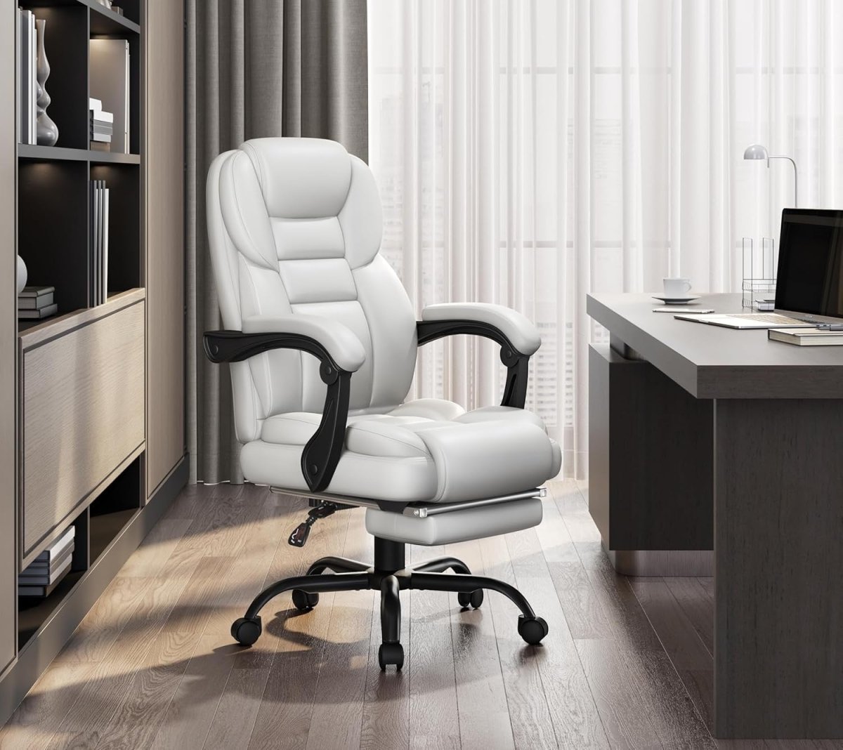 Executive Office Chair High Back w/ Footrest Lumbar Support - Kwikley