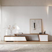 Extendable TV Stand White & Walnut Modern Entertainment Console up to 110" - Kwikley