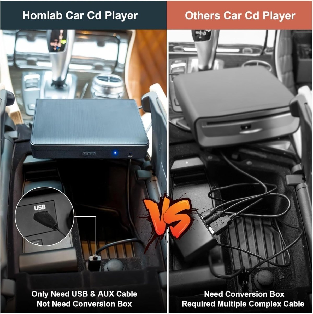 External Car CD Player USB AUX Plug & Play Anti - Shock Remote Control - Kwikley