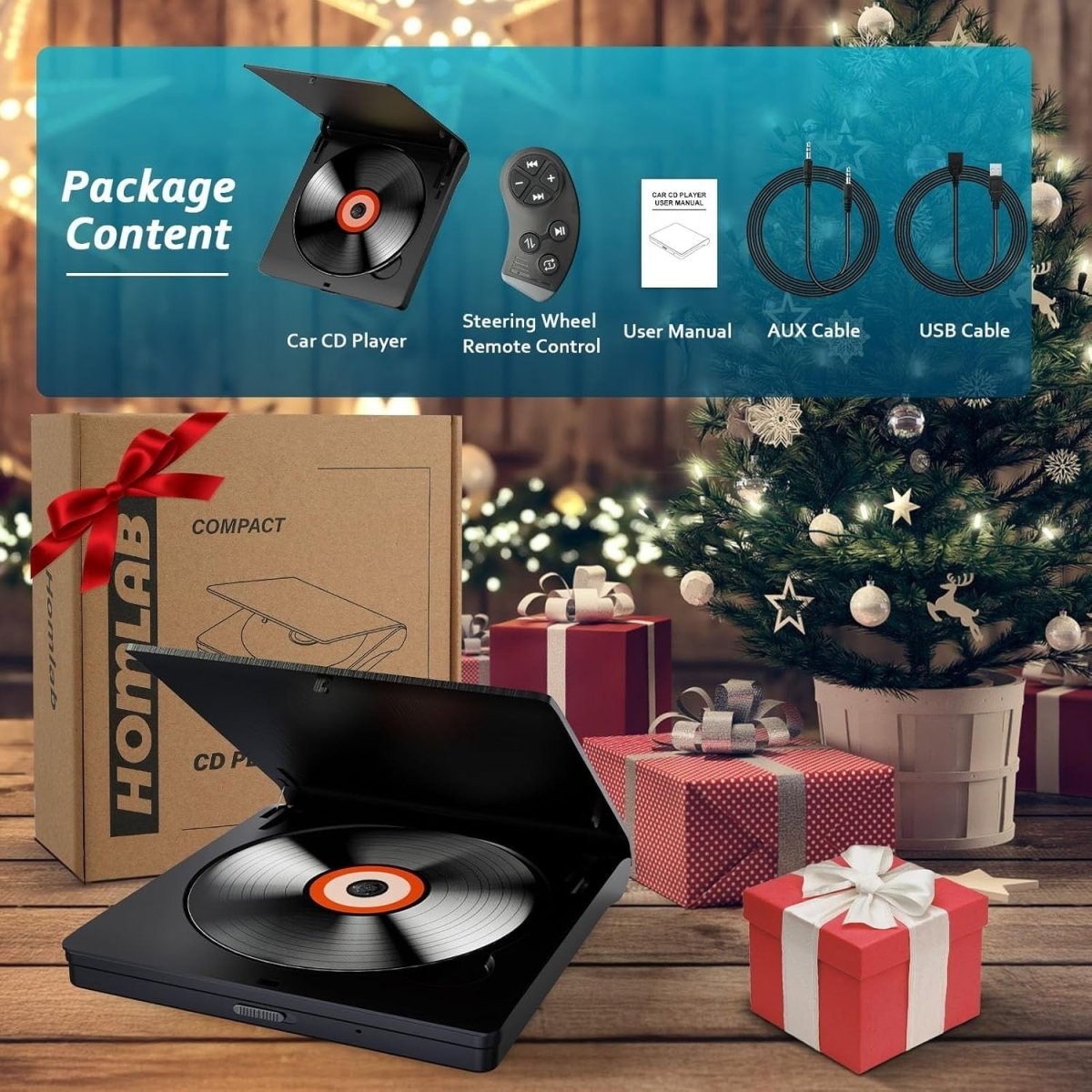 External Car CD Player USB AUX Plug & Play Anti - Shock Remote Control - Kwikley