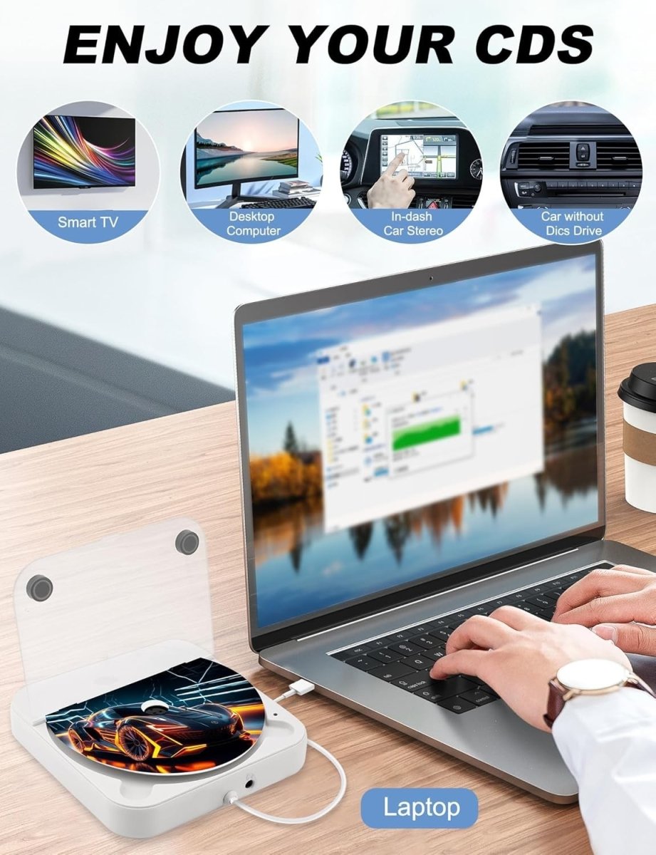 External Car CD Player USB Plug Play AUX Portable Anti Skip - Kwikley