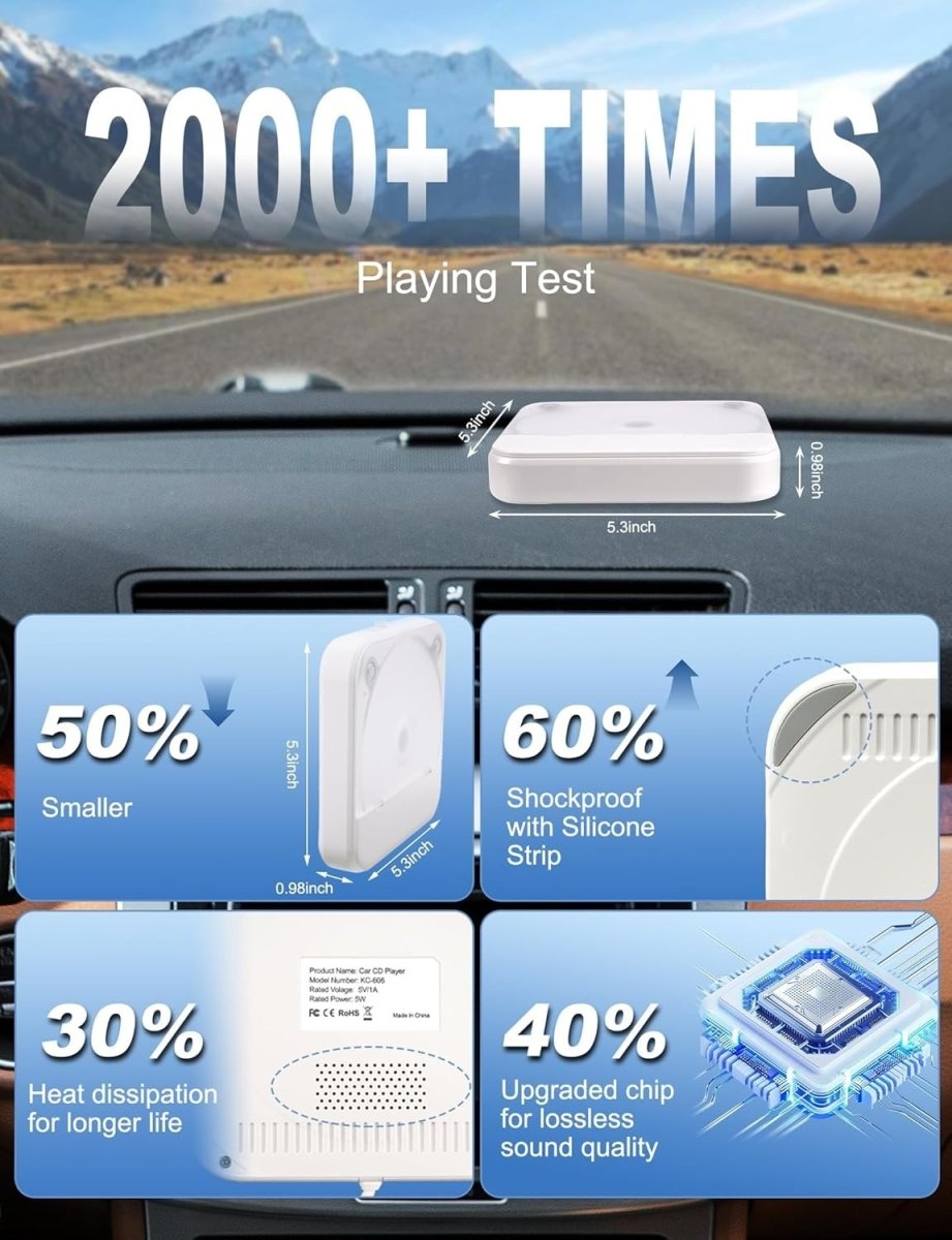 External Car CD Player USB Plug Play AUX Portable Anti Skip - Kwikley
