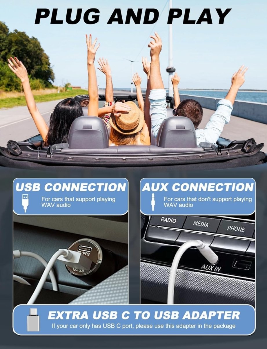 External Car CD Player USB Plug Play AUX Portable Anti Skip - Kwikley