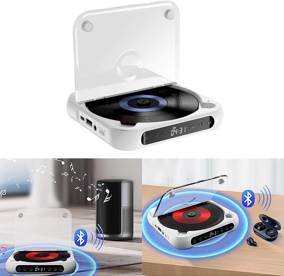 External Portable CD Player for Car USB AUX Shockproof MP3 WMA - Kwikley