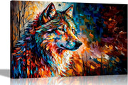 Extra Large Abstract Wolf Canvas Wall Art 101x76cm Framed - Kwikley