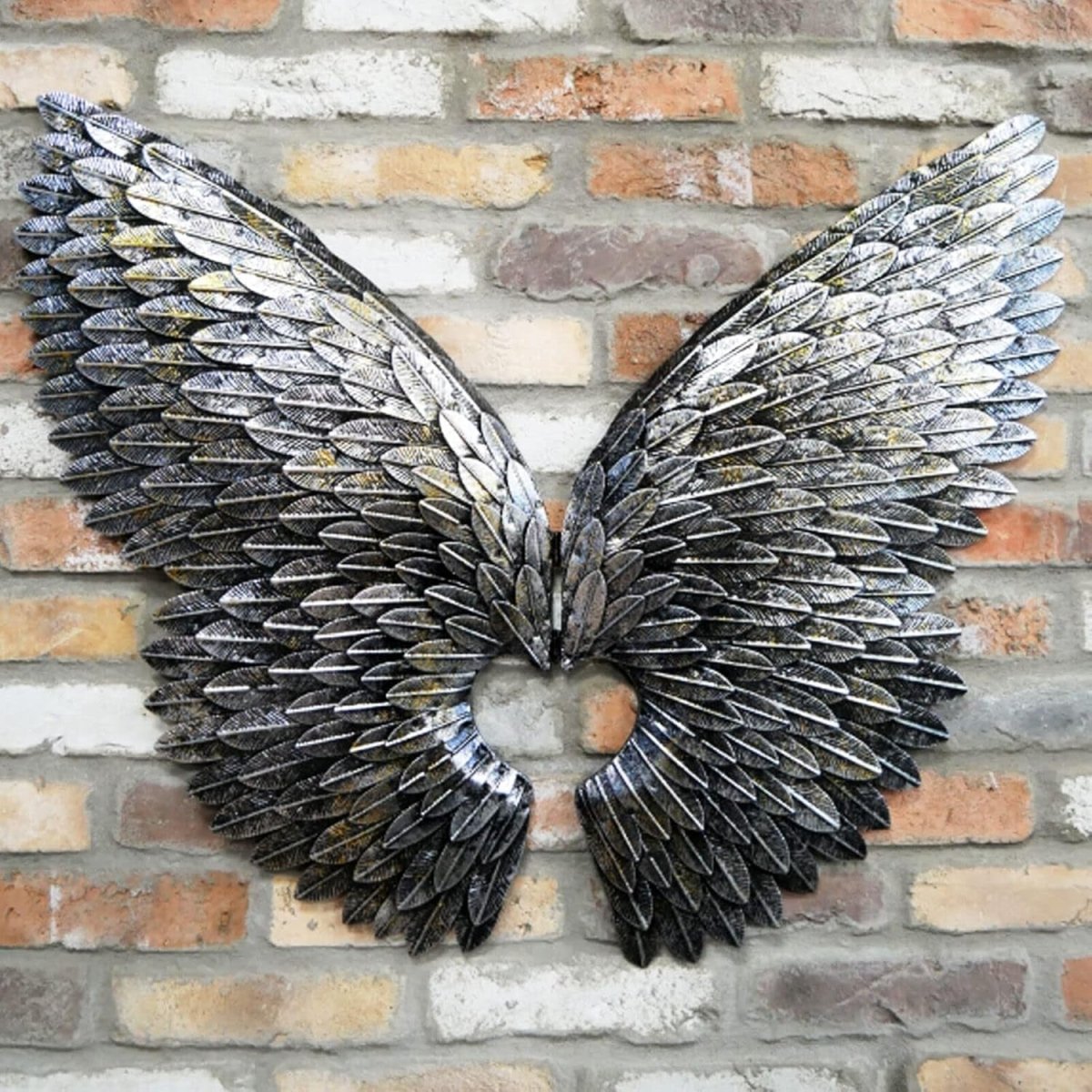 Extra Large Angel Wings Wall Art Silver Metal 90x75cm Decor - Kwikley
