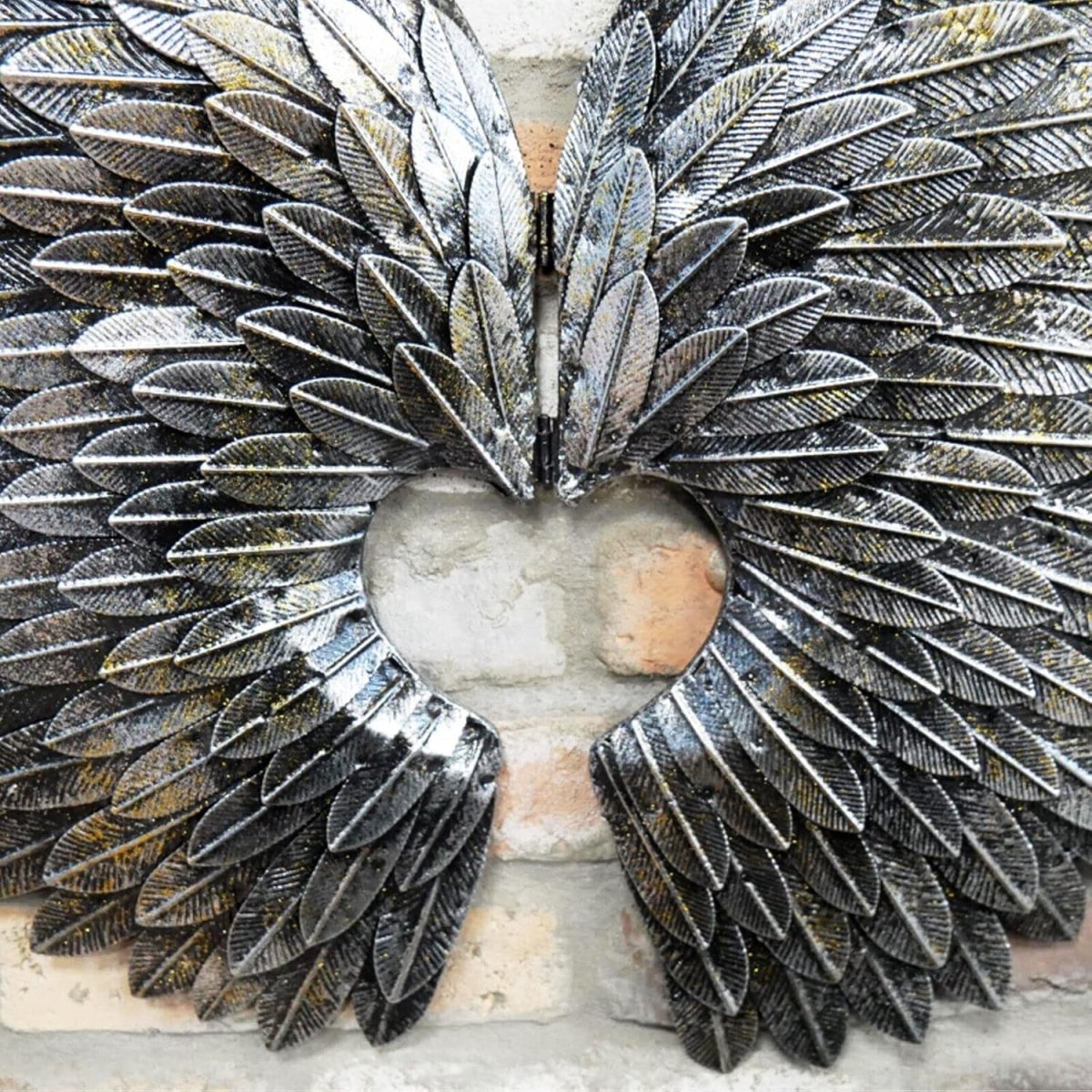 Extra Large Angel Wings Wall Art Silver Metal 90x75cm Decor - Kwikley