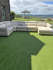 Extra Large Cream Leather Corner Sofa Luxe (PTP) - Kwikley
