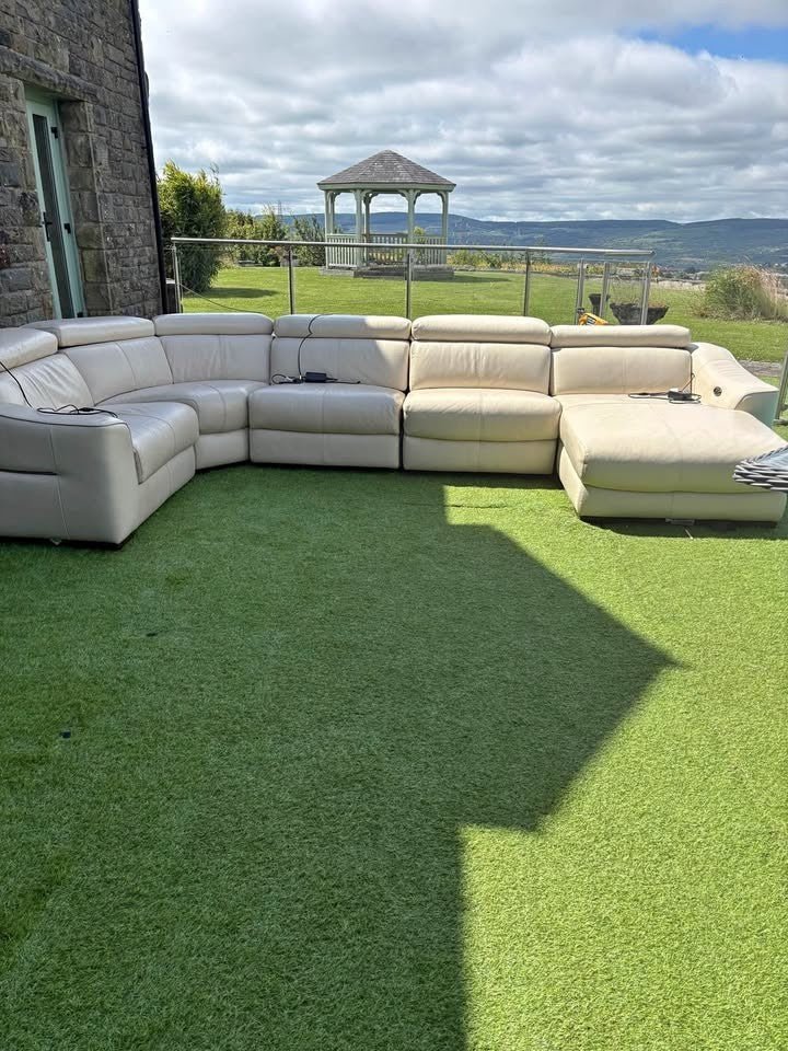 Extra Large Cream Leather Corner Sofa Luxe (PTP) - Kwikley