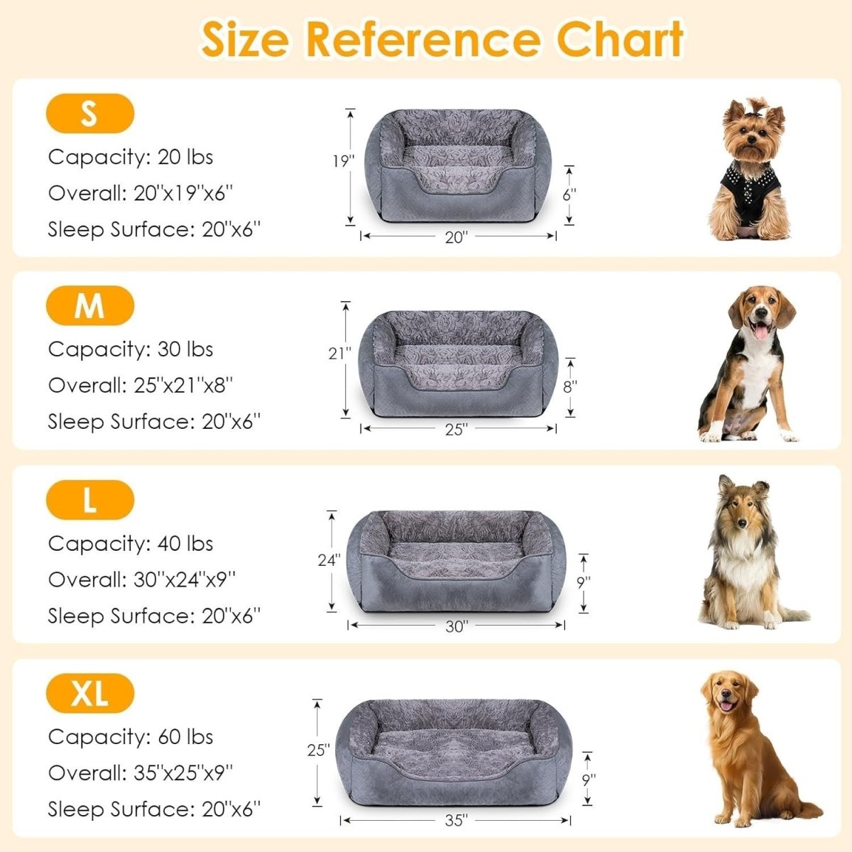 Extra Large Dog Bed 35x25in Washable Soft Anti Slip Grey - Kwikley