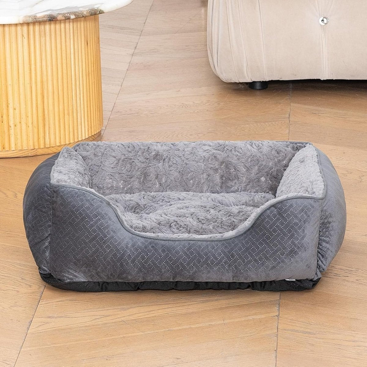 Extra Large Dog Bed 35x25in Washable Soft Anti Slip Grey - Kwikley
