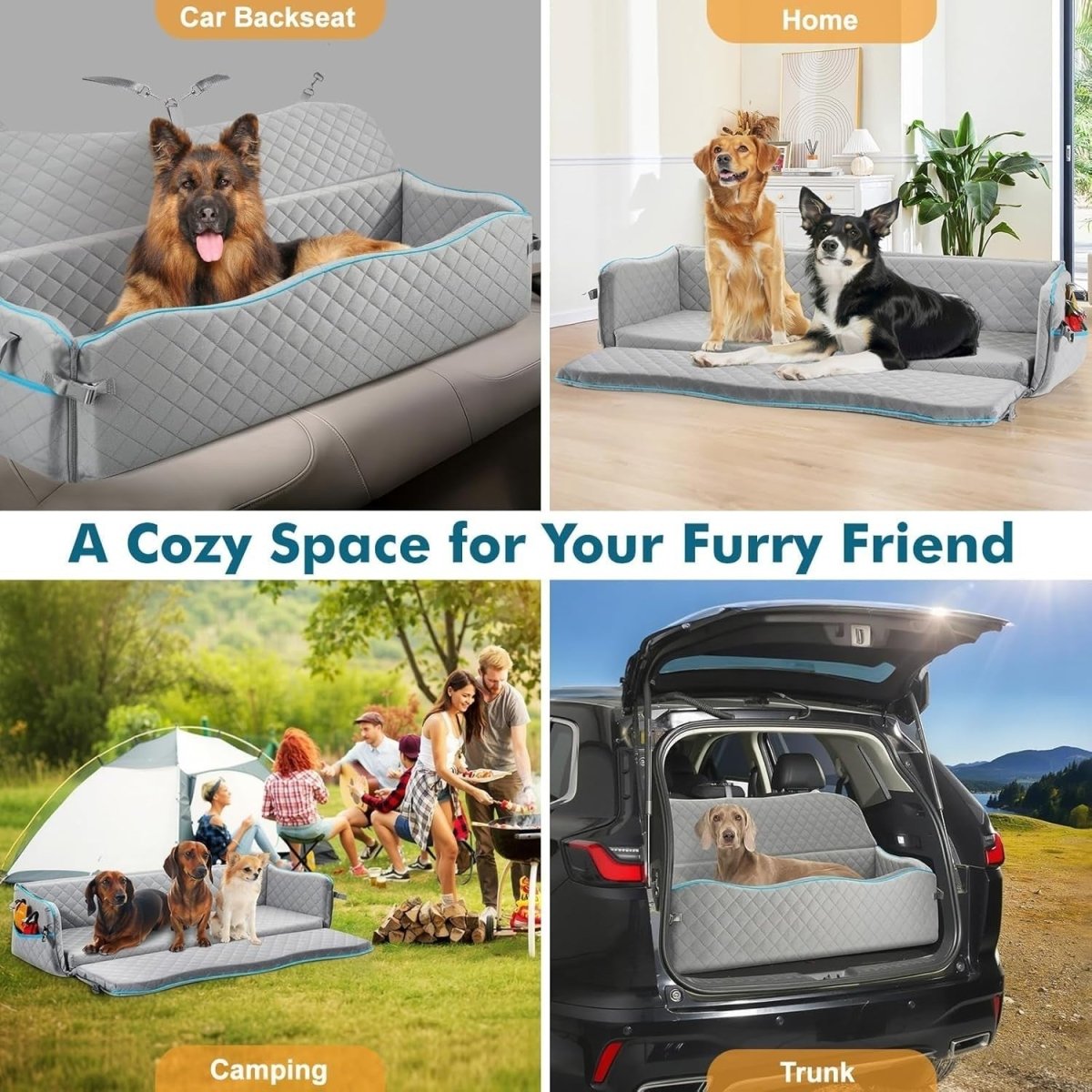Extra Large Dog Car Bed 120lb Booster Seat Washable Travel Cushion - Kwikley