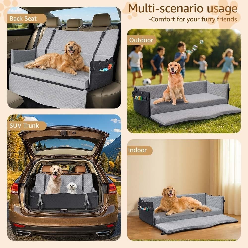 Extra Large Dog Car Seat Memory Foam Travel Bed 55kg Pet Booster Seat - Kwikley