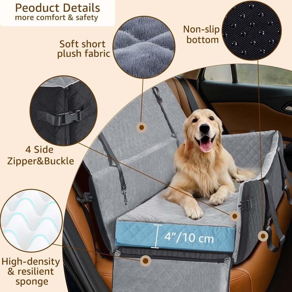Extra Large Dog Car Seat Memory Foam Travel Bed 55kg Pet Booster Seat - Kwikley