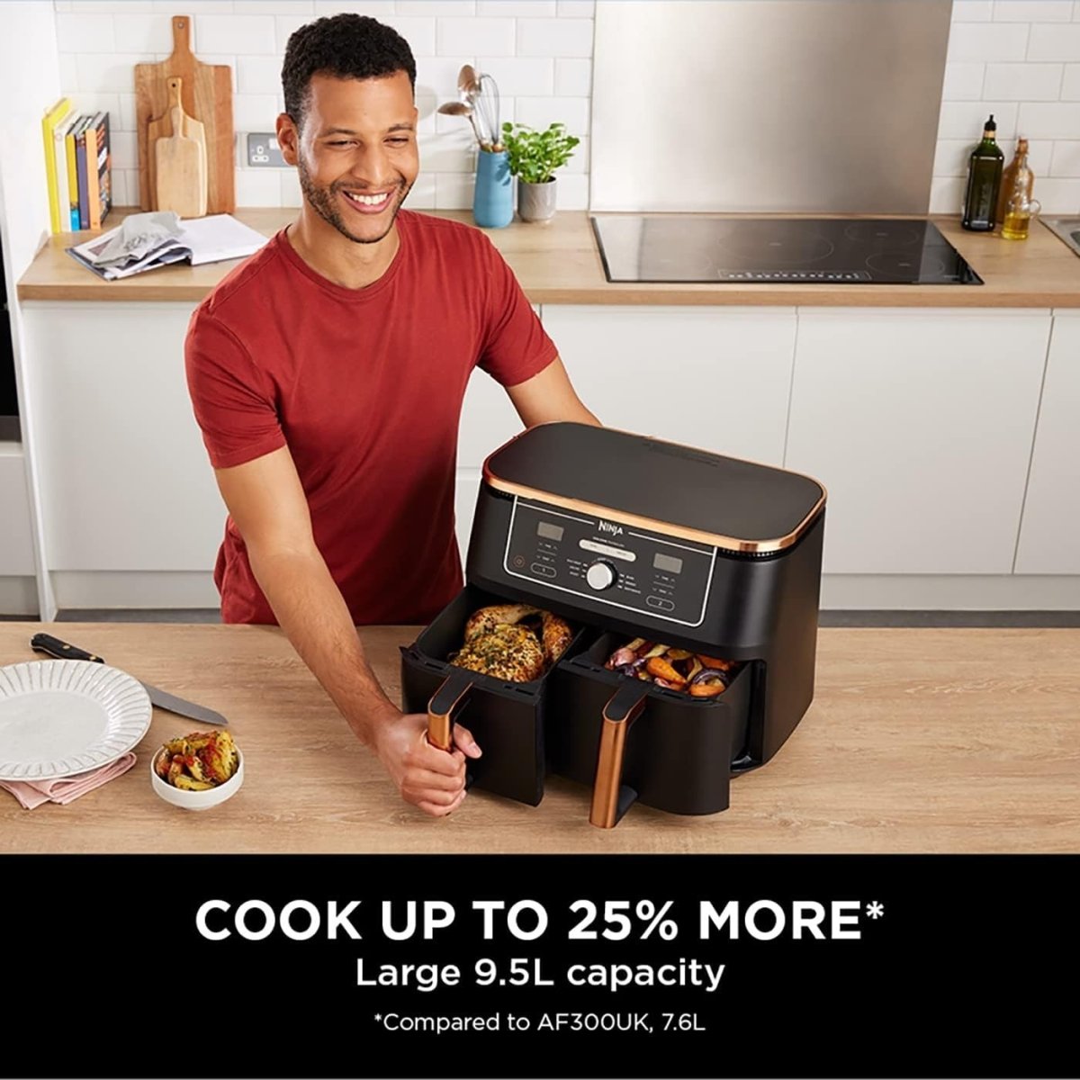 Extra Large Dual Zone Air Fryer 9.5L No Oil 6 - in - 1 Family Size - Kwikley